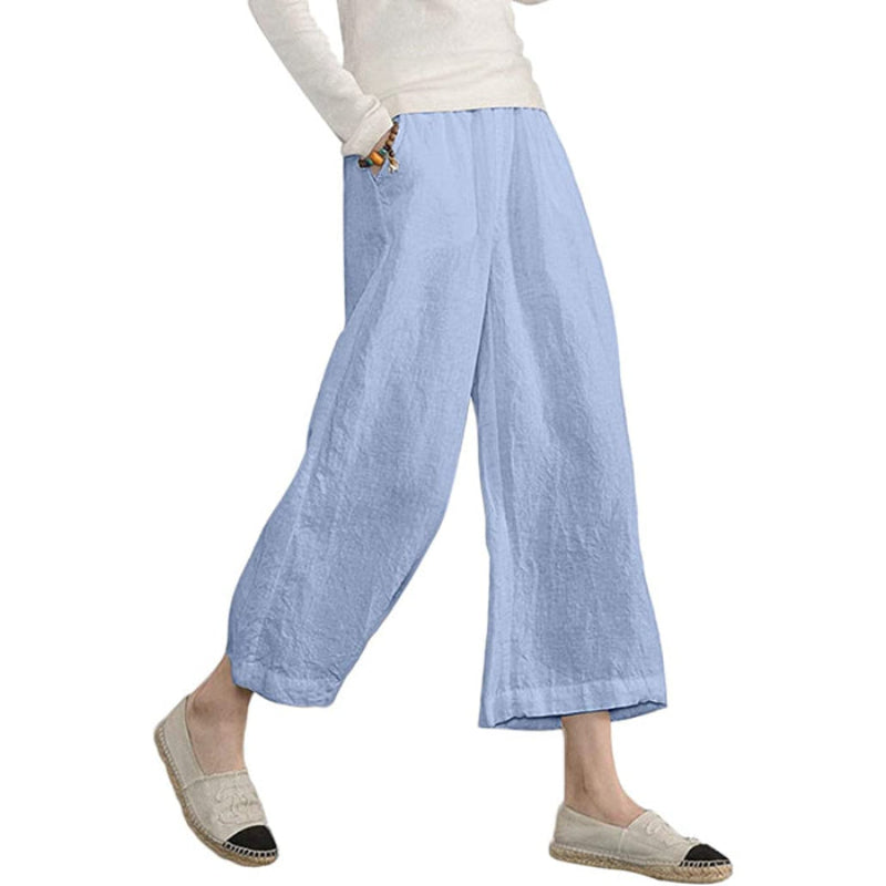 Loose Cotton Capris Cropped Pants