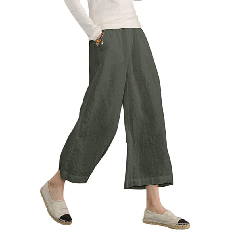 Loose Cotton Capris Cropped Pants