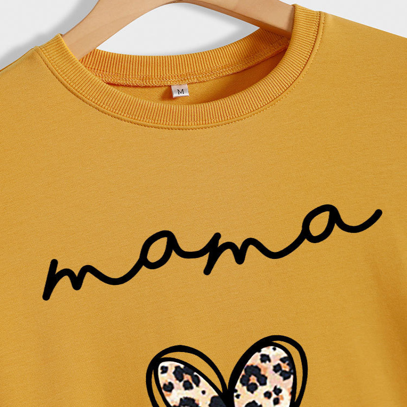 Mama Text Printed Casual Pullover Sweater