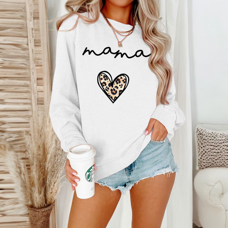 Mama Text Printed Casual Pullover Sweater