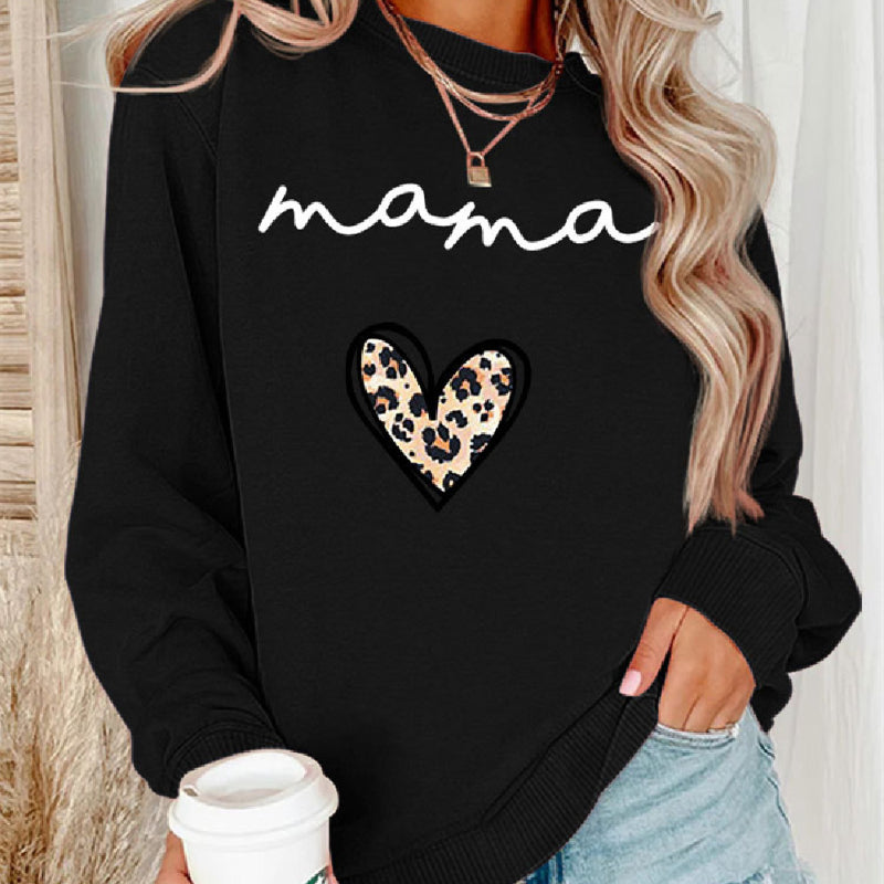 Mama Text Printed Casual Pullover Sweater