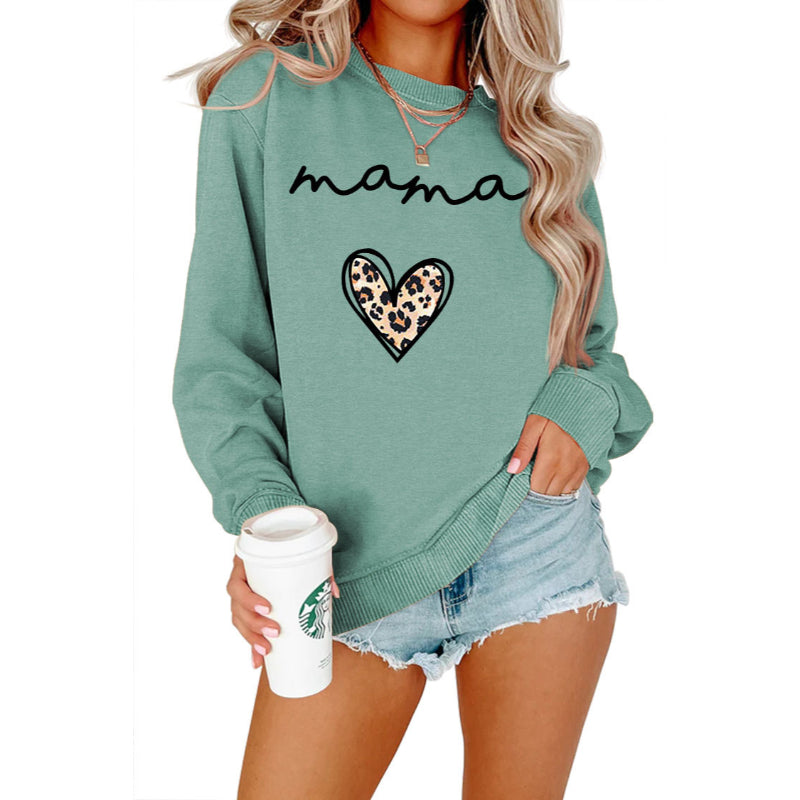 Mama Text Printed Casual Pullover Sweater