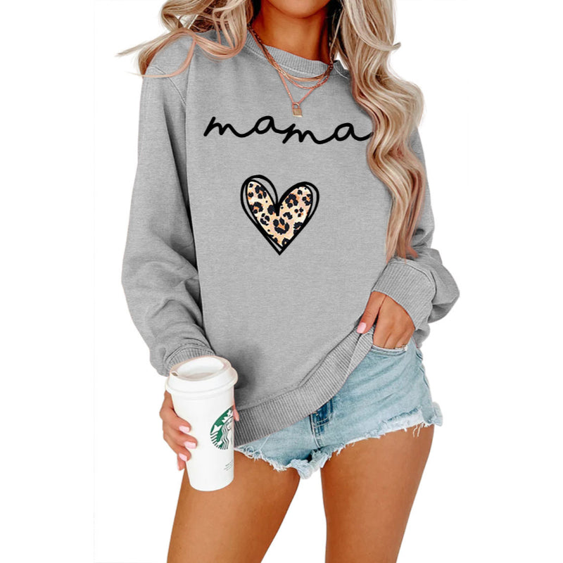 Mama Text Printed Casual Pullover Sweater