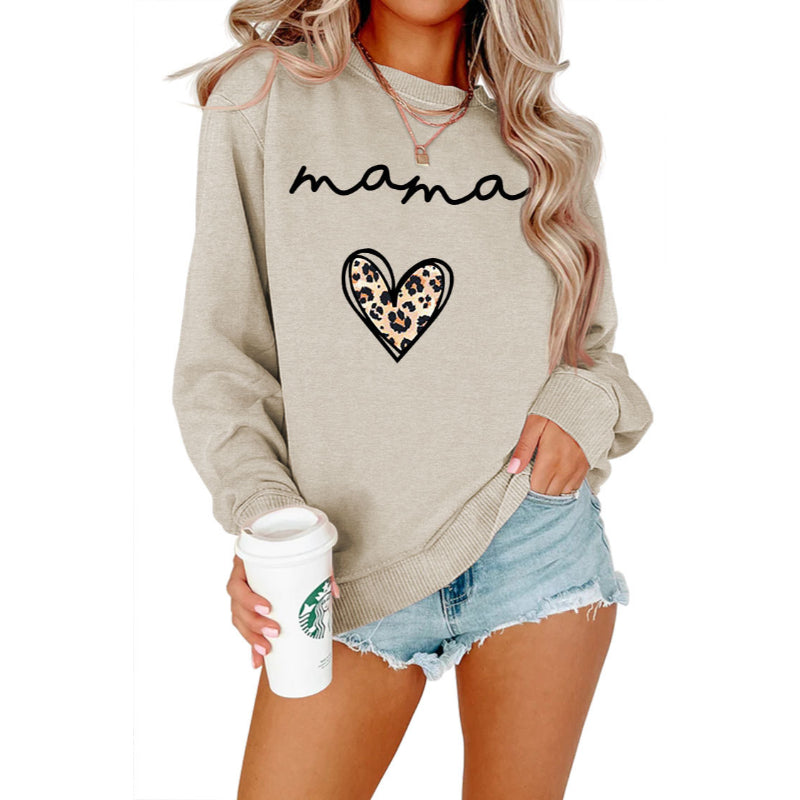 Mama Text Printed Casual Pullover Sweater