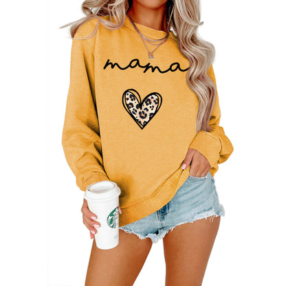 Mama Text Printed Casual Pullover Sweater