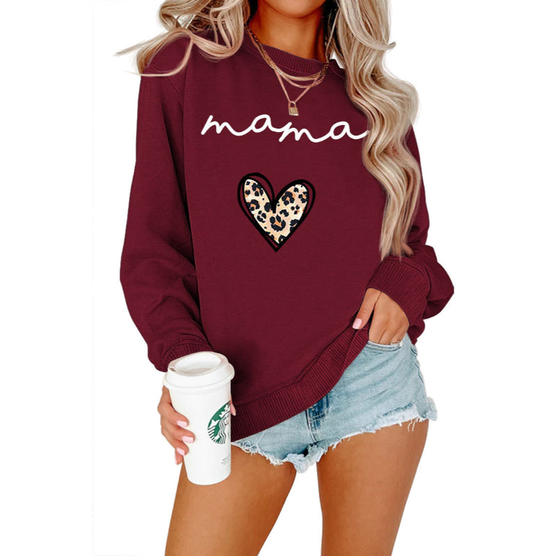 Mama Text Printed Casual Pullover Sweater