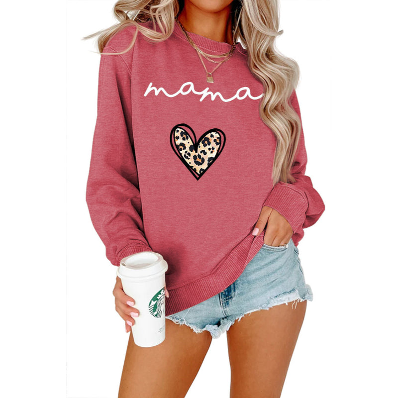 Mama Text Printed Casual Pullover Sweater