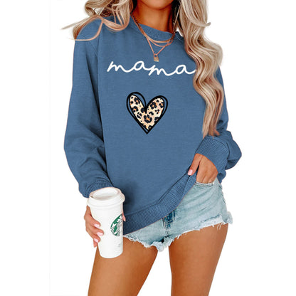 Mama Text Printed Casual Pullover Sweater