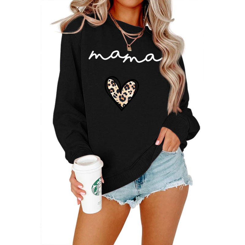 Mama Text Printed Casual Pullover Sweater