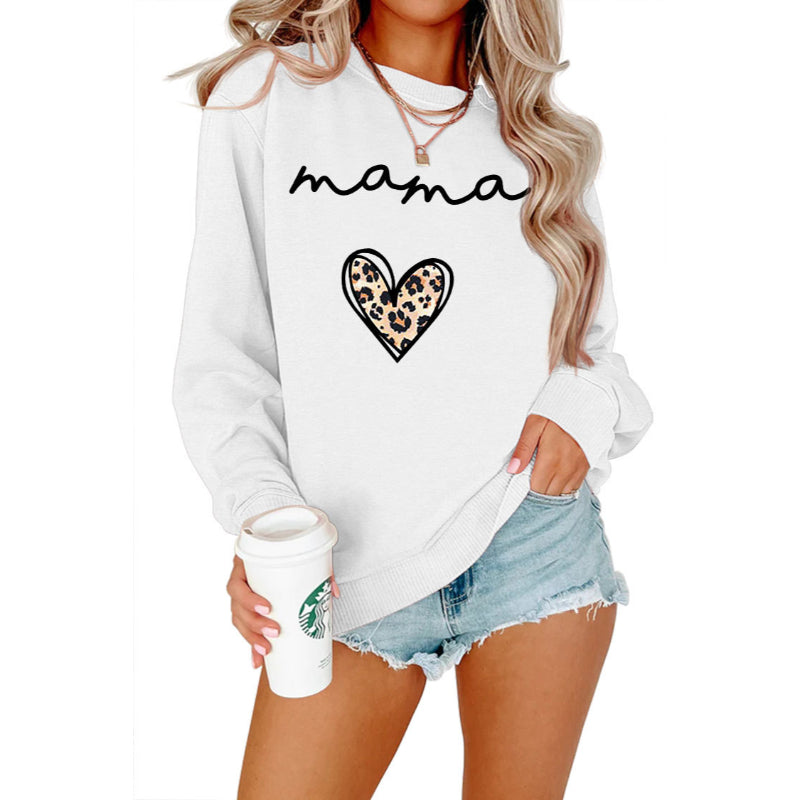 Mama Text Printed Casual Pullover Sweater