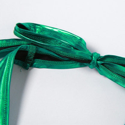 Metallisch beschichteter, glänzender Neckholder-Strampler