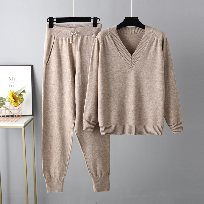 2 Pieces Winter Casual Pullover Sweater Pant Set