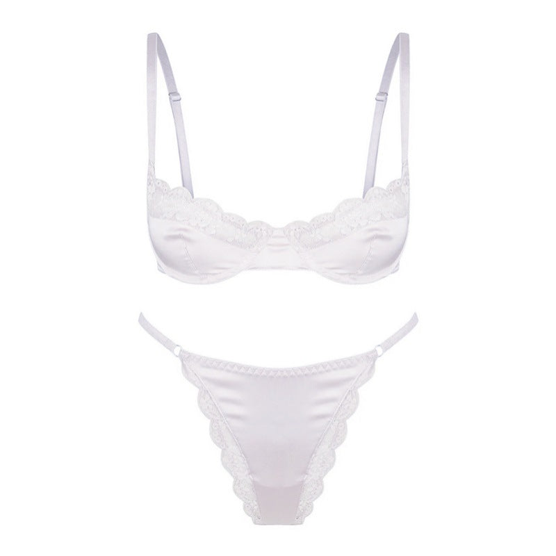 Böhmisches Wind-Stretch-BH-Set aus Satin und Spitze