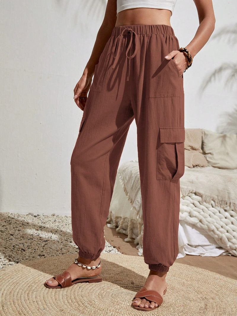 Casual Pocket Drawstring Loose Cargo Pants