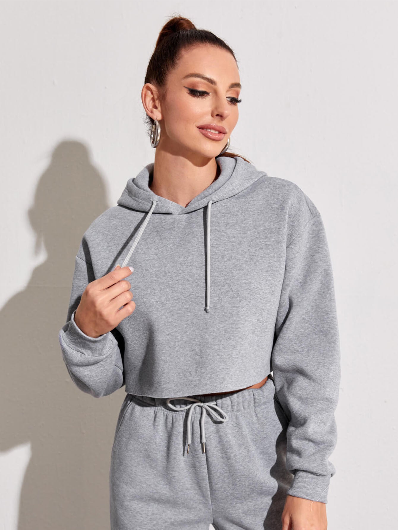 Fleece Short Crop Pullover Hoodie