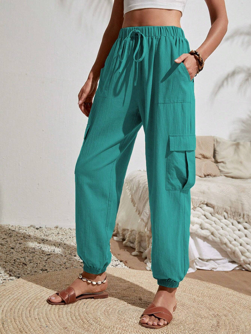 Casual Pocket Drawstring Loose Cargo Pants