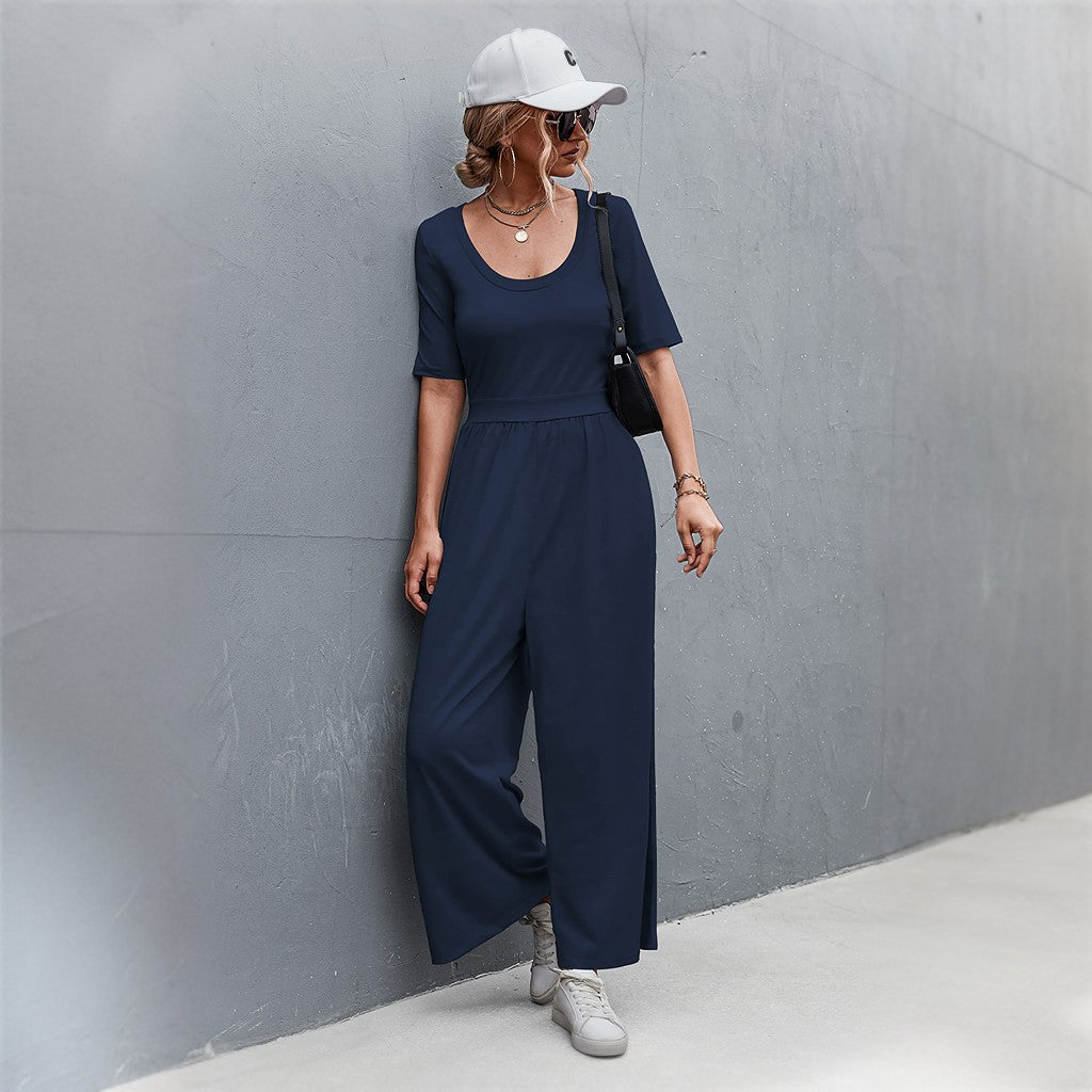 Breezy Short Sleeve Jumpsuit For Spring And Summer