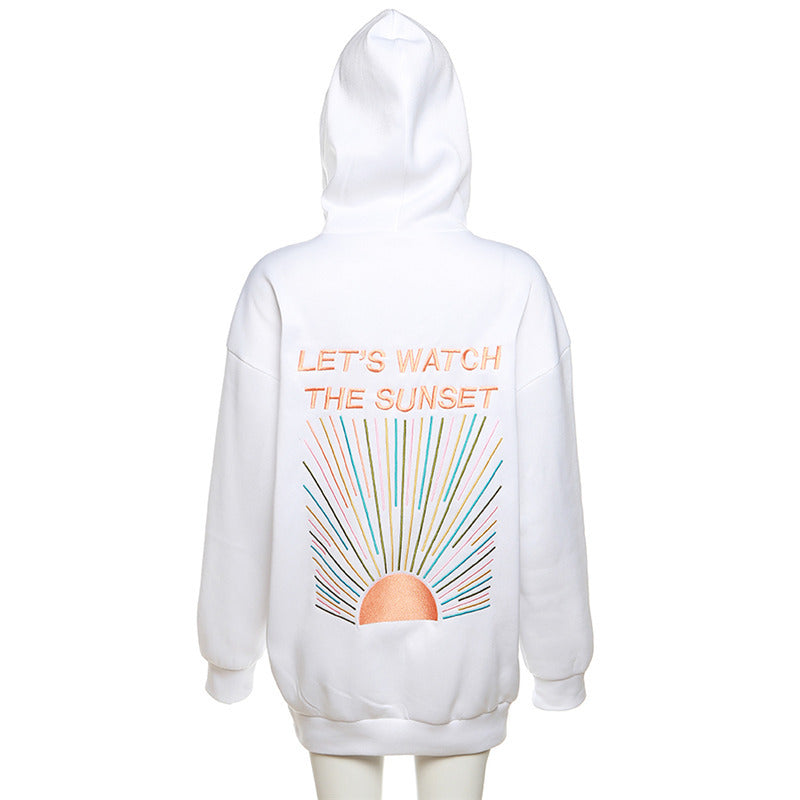 Regardons le sweat à capuche thermique imprimé Sunset