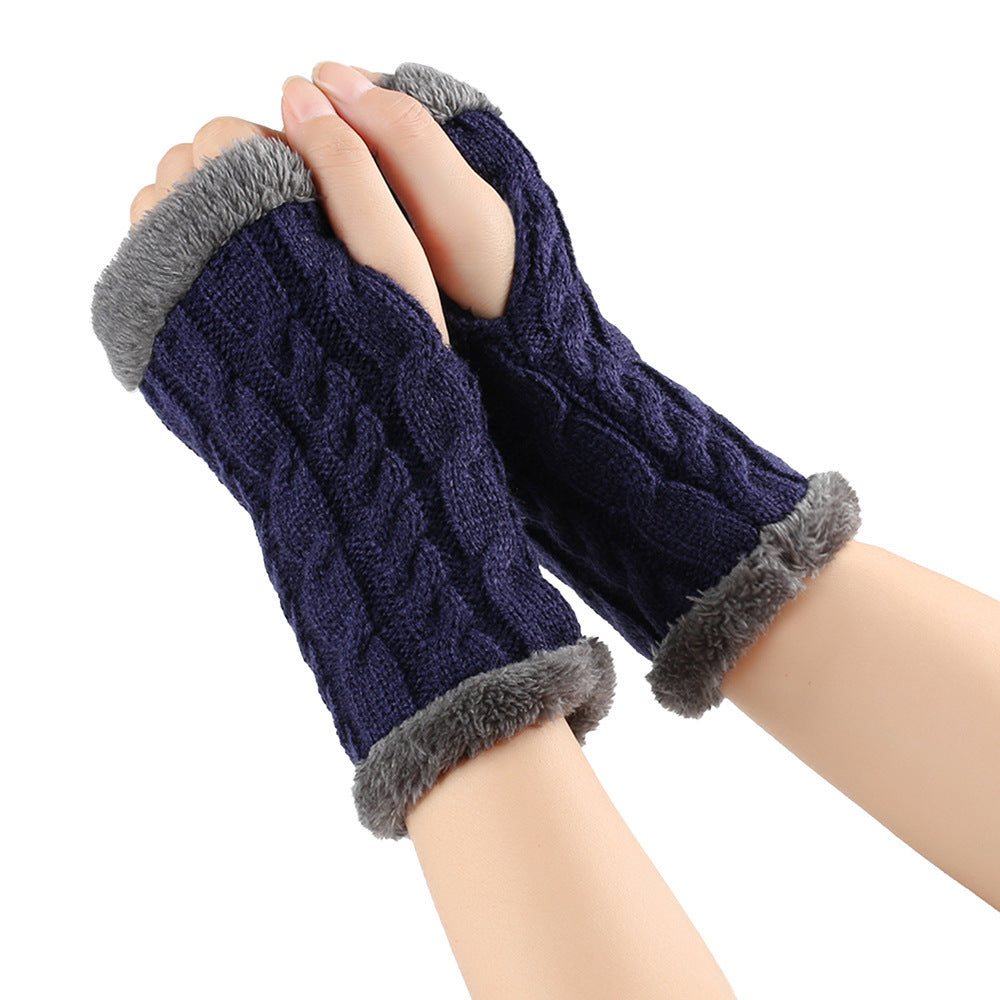 Fleece Lined Fluffy Twist Knitted Gloves