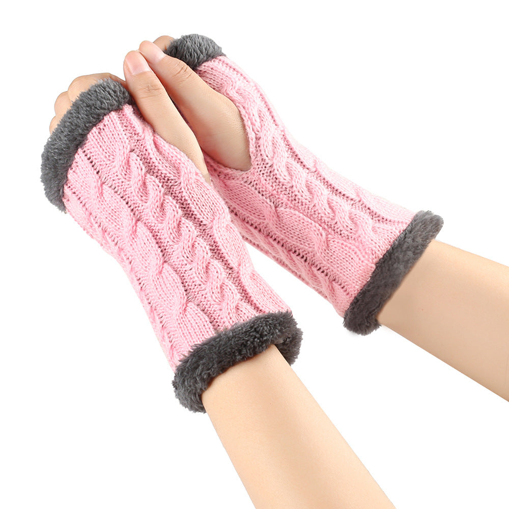 Mit Fleece gefütterte, flauschige Twist-Strickhandschuhe