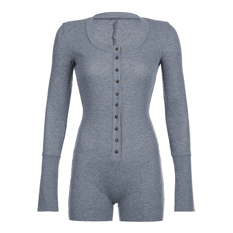 Casual Slim Fit Long Sleeve Knitted Romper