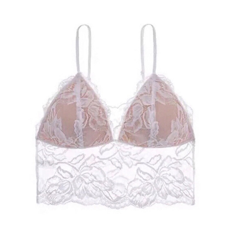 Soutien-gorge dos nu en dentelle à bretelles fines et bonnets triangulaires