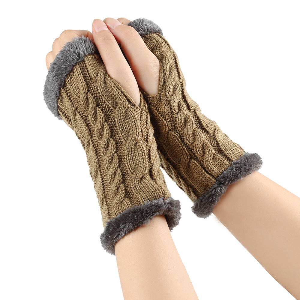 Fleece Lined Fluffy Twist Knitted Gloves