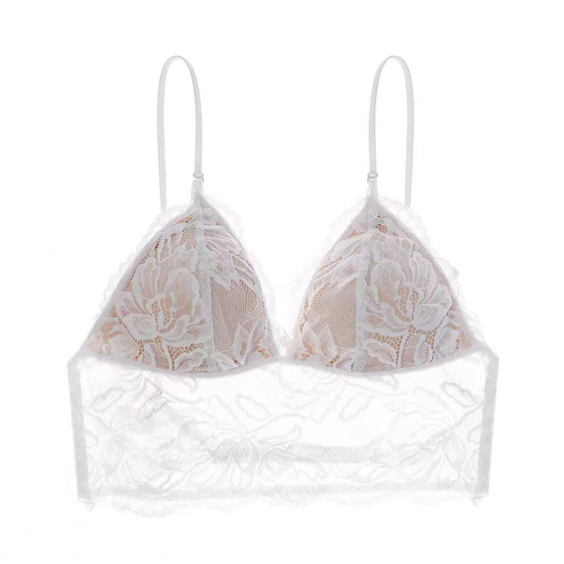 Soutien-gorge dos nu en dentelle à bretelles fines et bonnets triangulaires