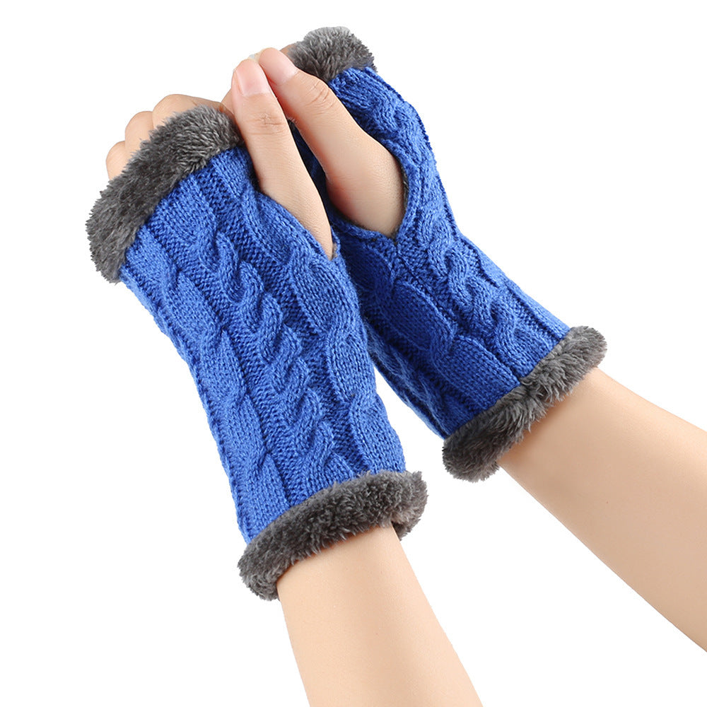 Fleece Lined Fluffy Twist Knitted Gloves