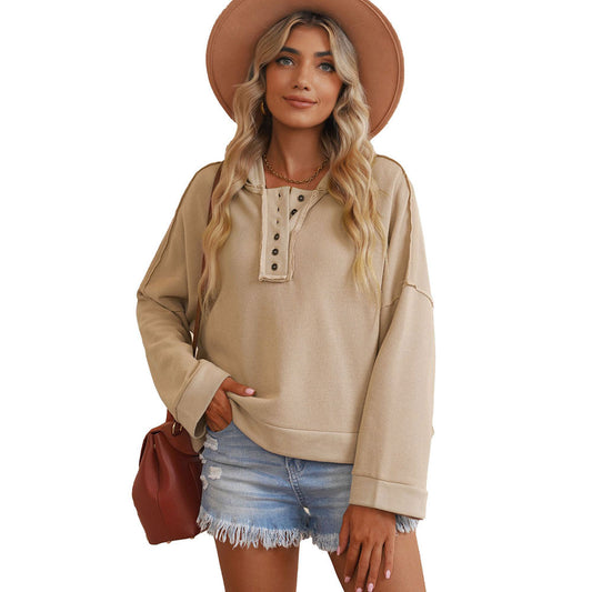 Cozy Button Knit Thick Sweater Hoodie