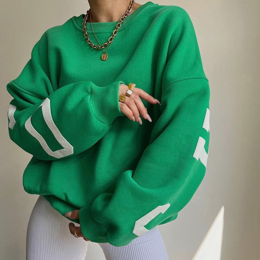 CHICAGO NEWYORK Printed Loose Sweatshirt