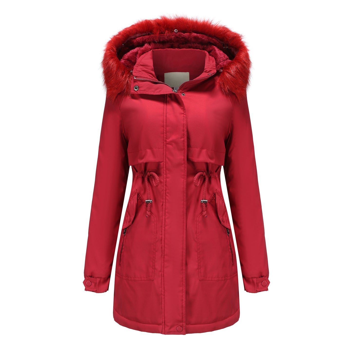 Detachable Fur Collar Quilted Coat Parkas