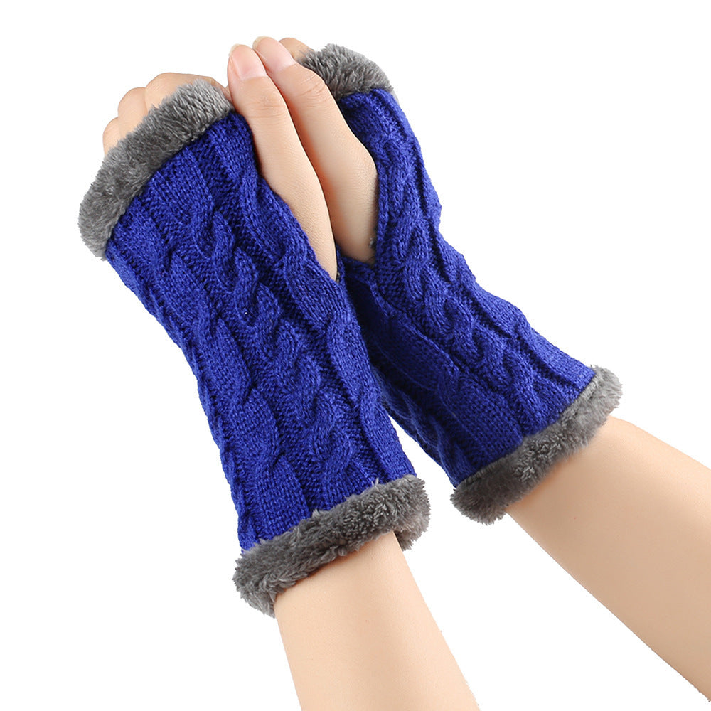 Fleece Lined Fluffy Twist Knitted Gloves