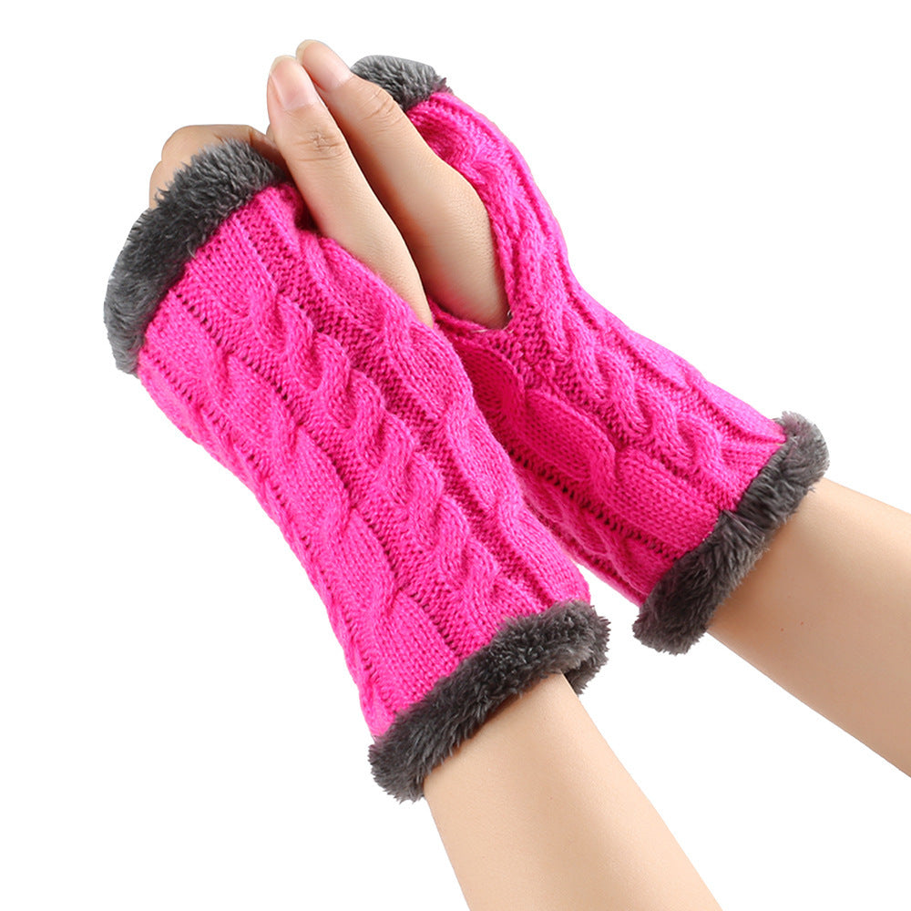 Fleece Lined Fluffy Twist Knitted Gloves