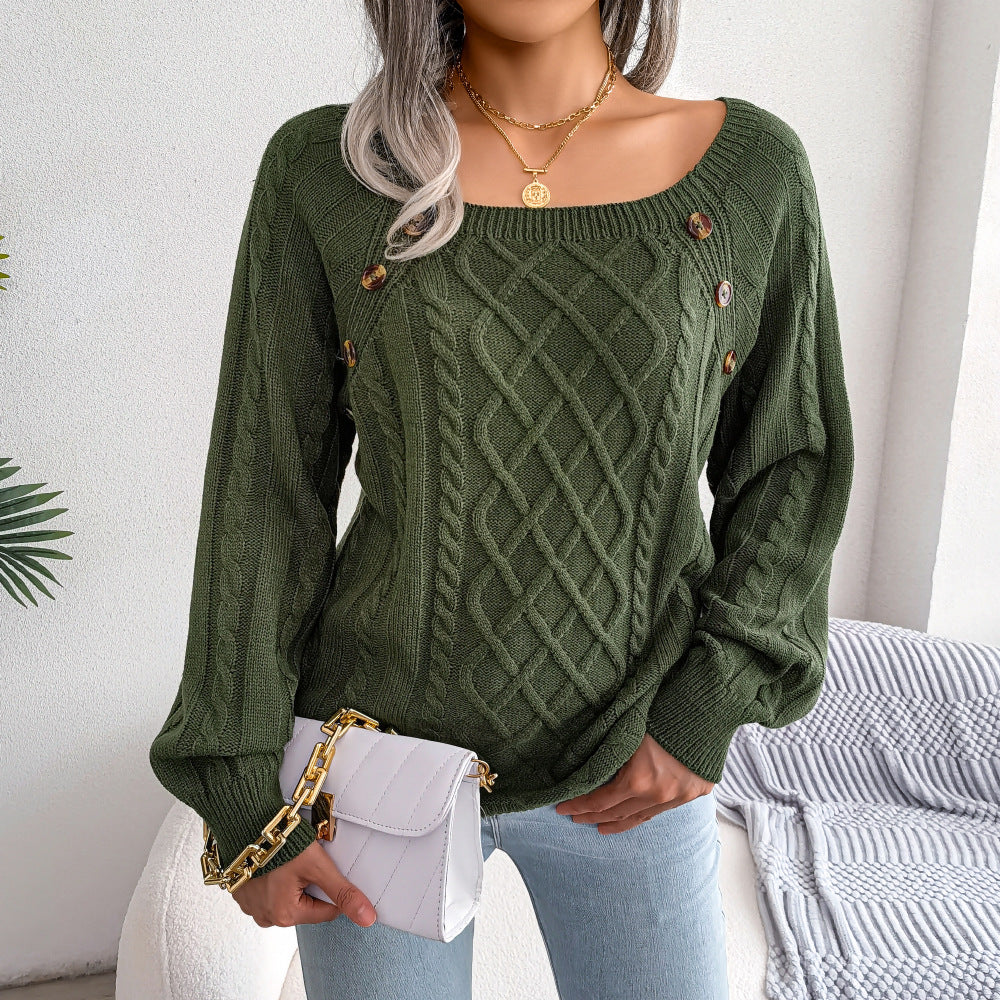 Casual Twist Knit Pullover Sweater