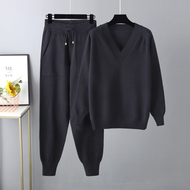 2 Pieces Winter Casual Pullover Sweater Pant Set