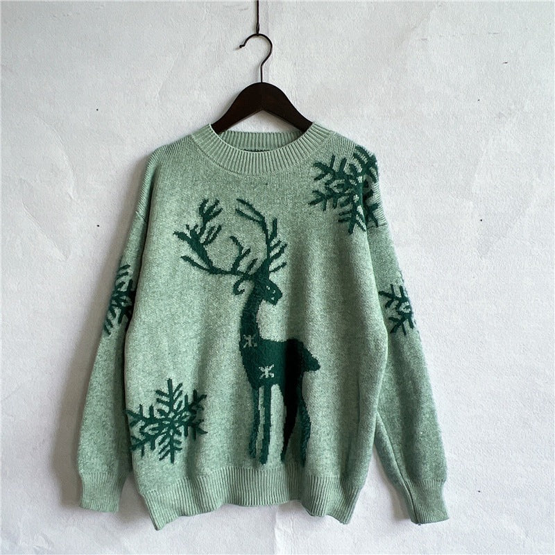 Christmas Snowflake Deer Jacquard Knitted Sweater