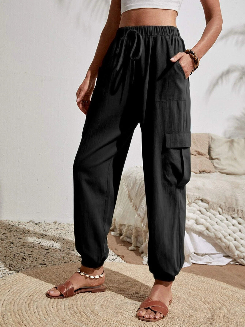 Casual Pocket Drawstring Loose Cargo Pants