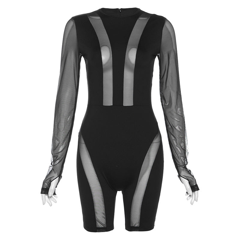 Eleganter Mesh-Strick-Sommer-Bodysuit-Strampler