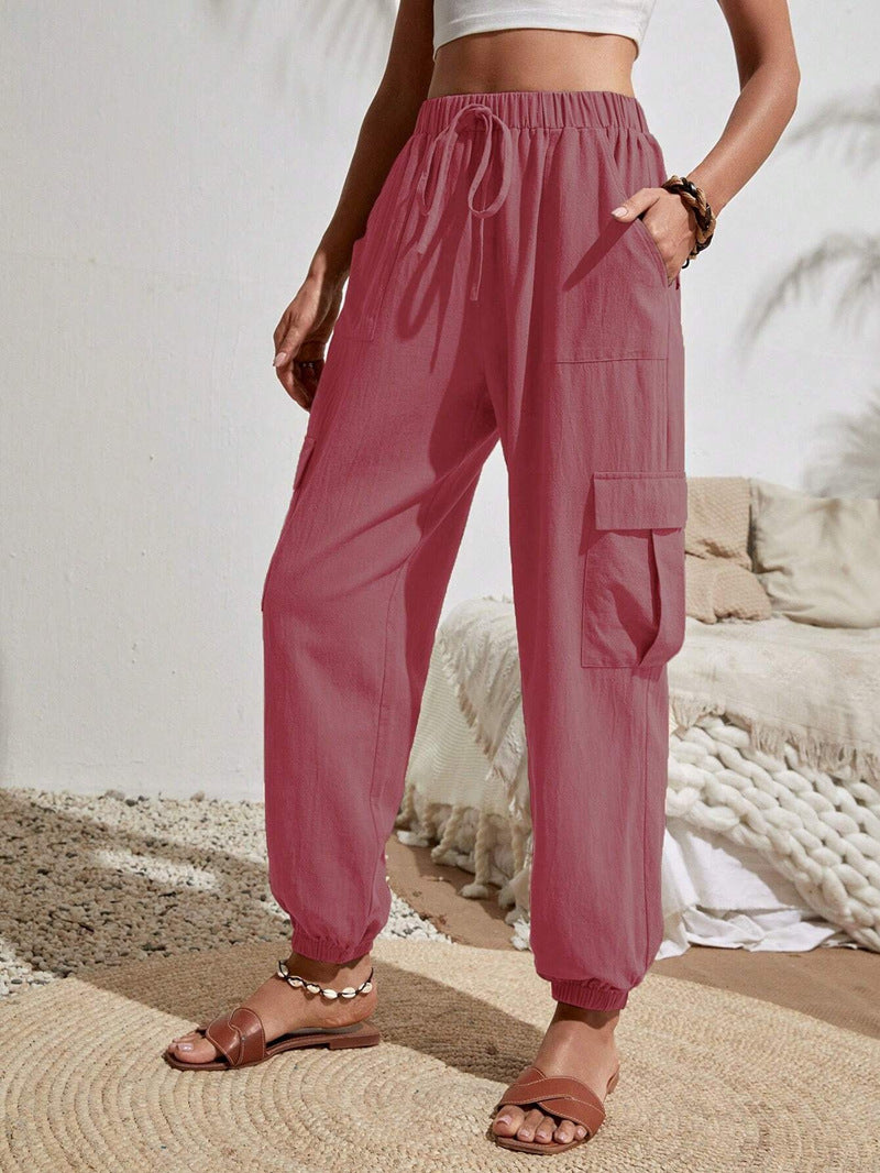 Casual Pocket Drawstring Loose Cargo Pants