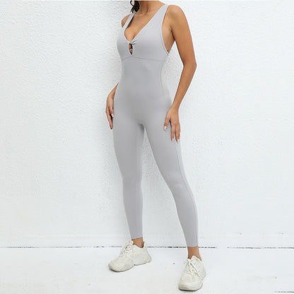 Sleeveless Cutout Ring Strap Yoga Jumpsuit