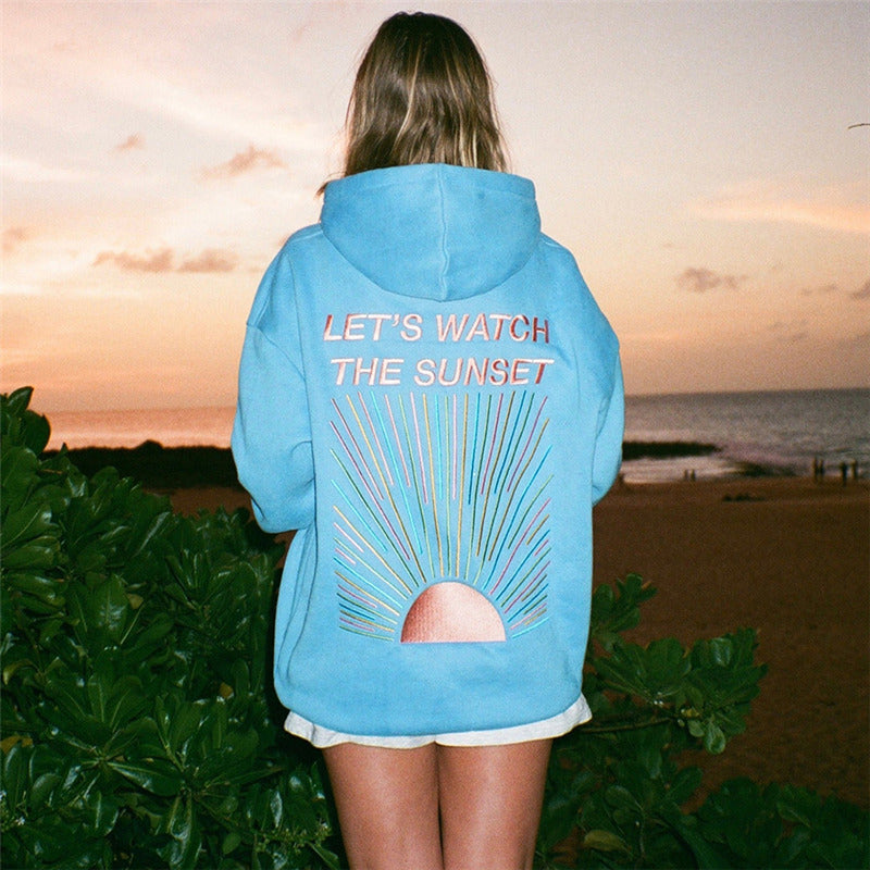 Lets Watch The Sunset Printed Thermal Hoodie