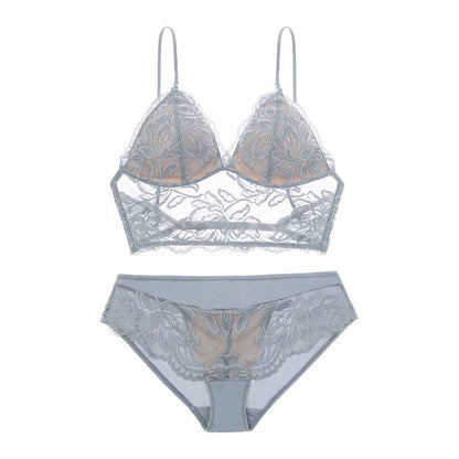 Embroidery Lace Thin Spaghetti Strap Bra Panty Set