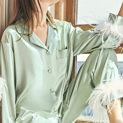 Pyjama-Set aus Straußenfedern aus Kunstseide