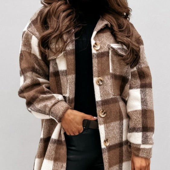 Long Collared Shacket Woolen Coat