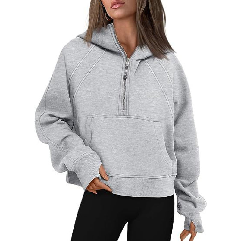 Casual Half Zipper Velvet Sweatshirt Hoodie