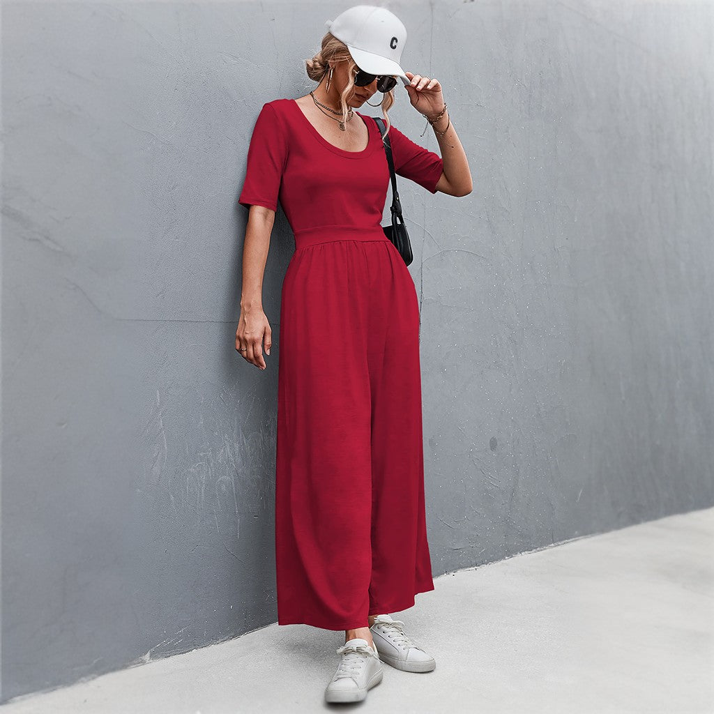 Breezy Short Sleeve Jumpsuit For Spring And Summer