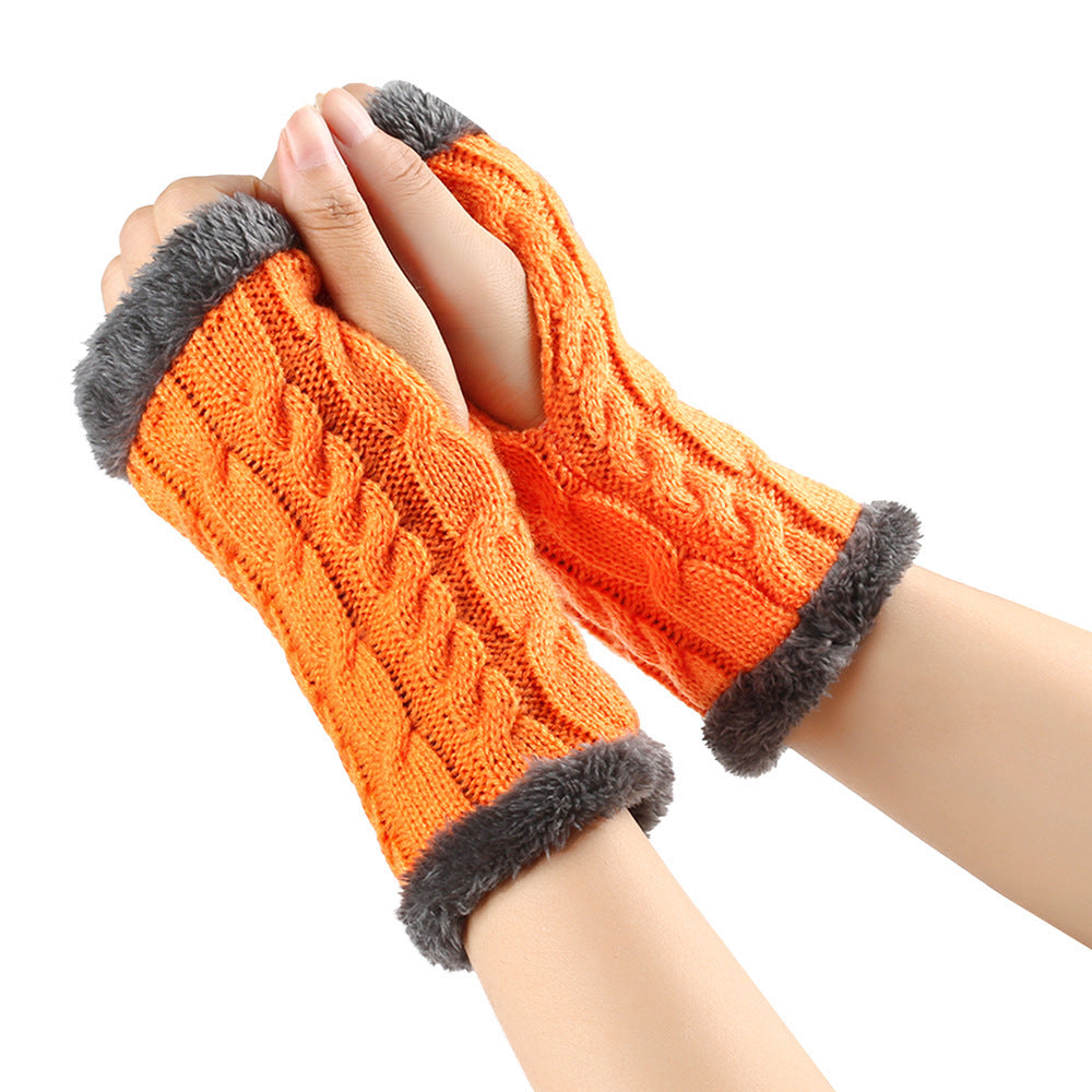 Fleece Lined Fluffy Twist Knitted Gloves