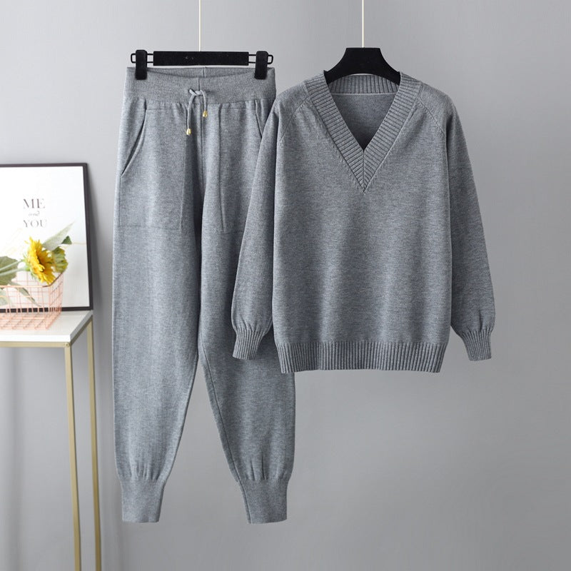 2 Pieces Winter Casual Pullover Sweater Pant Set