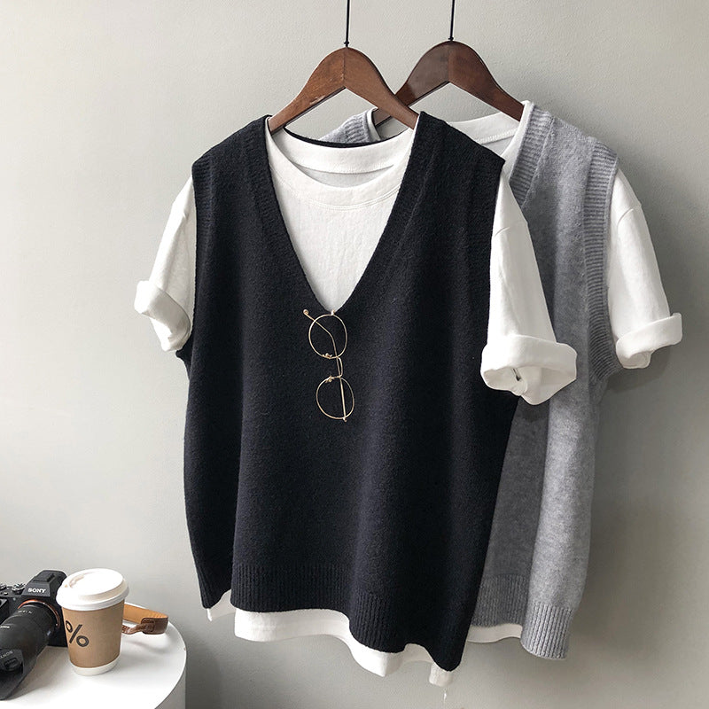 Casual Plain Knitted Sweater Vest